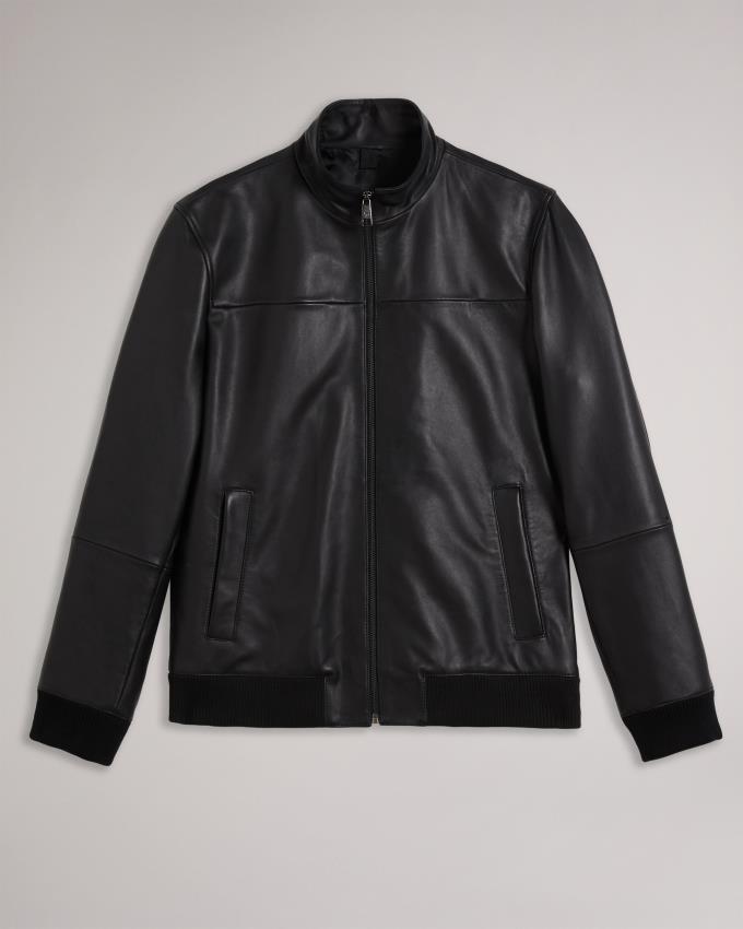 Veste Ted Baker Leather Bomber Noir Homme | HWM-58533514